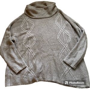 Sonoma Double Cable Cowl Neck Sweater with Metallic Threading